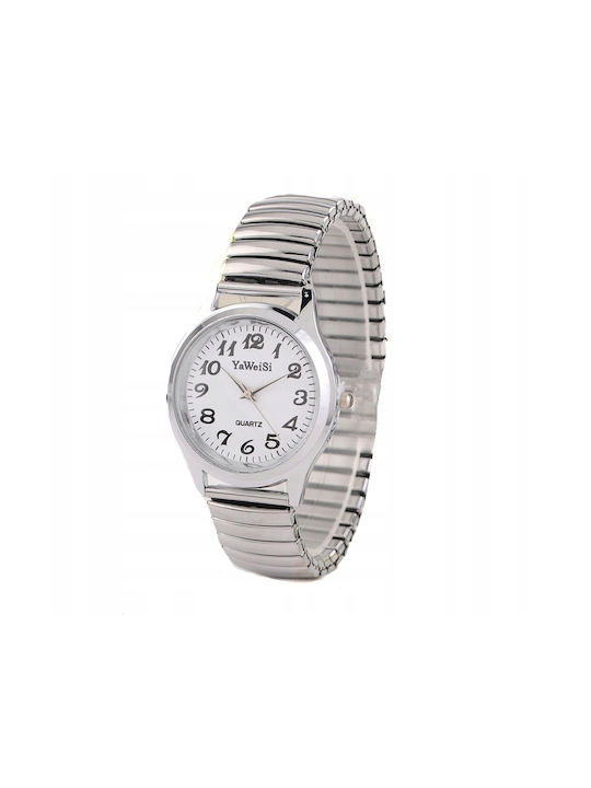 Watch with Silver Rubber Strap