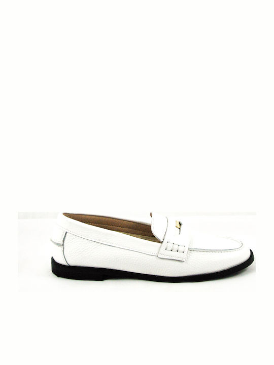 Leather Women's Moccasins in White Color