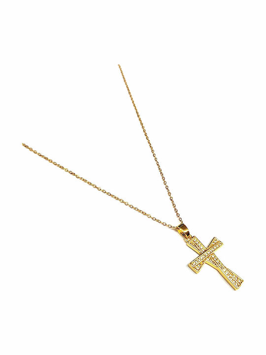 Amalfi Accessories Σταυρός από Επιχρυσωμένο Ατσάλι με Αλυσίδα