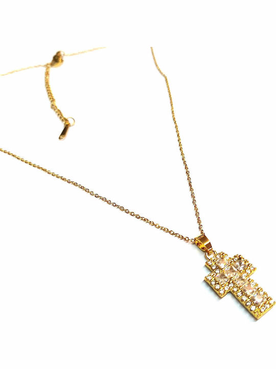 Amalfi Accessories Σταυρός από Επιχρυσωμένο Ατσάλι με Αλυσίδα