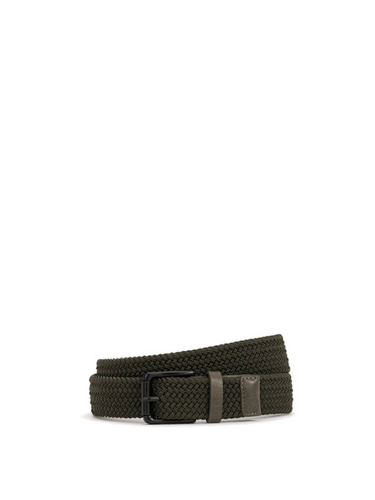 Tiffosi Men's Knitted Leather Belt Green