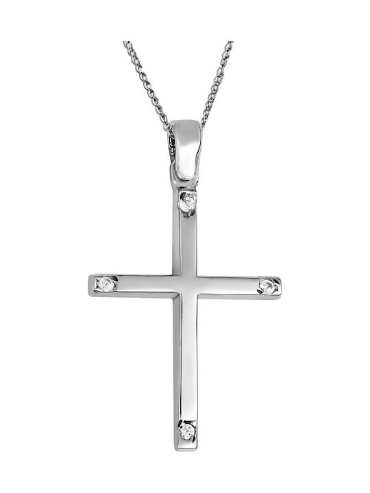 Damen Weißgold Kreuz 14K mit Kette