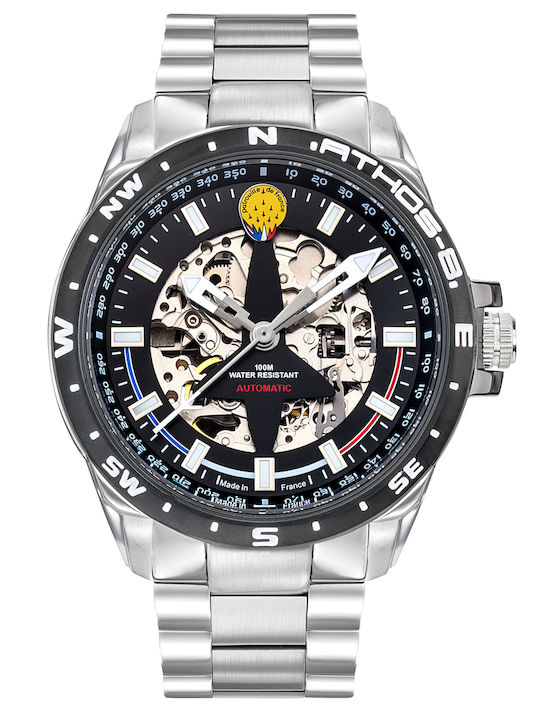 Patrouille De France Herrenuhr 44mm Automatisch mit Silber Metallarmband