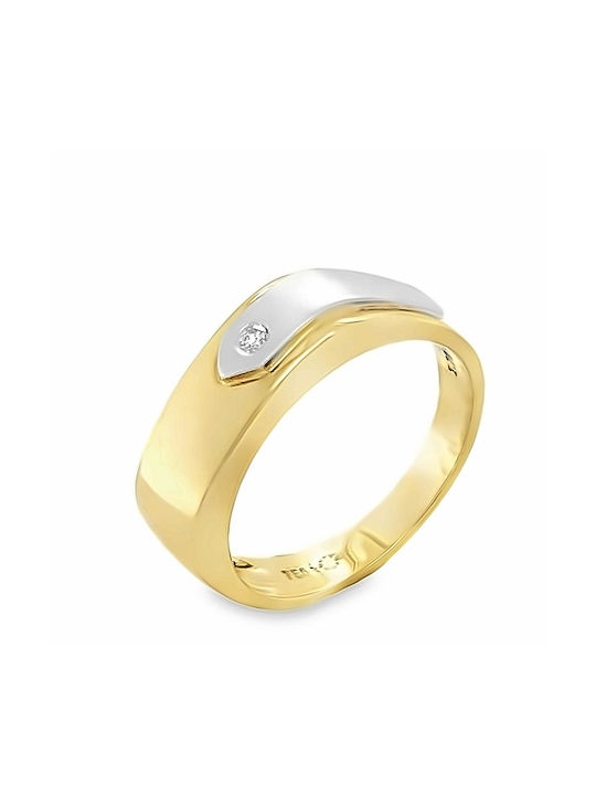 Ring Made of 18 Karat Gold and White Gold with Diamond Rn09344