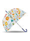 Kids Curved Handle Umbrella with Diameter 46cm Transparent