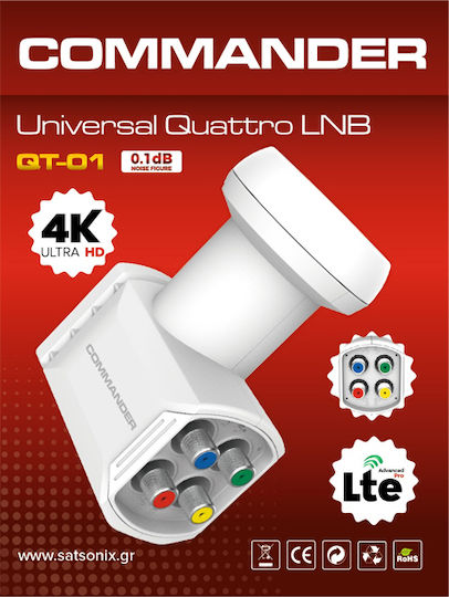 Commander LNB Quad 4 Outputs with Low Noise Limit 0.1dB