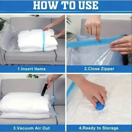 Tpster Plastic Storage Bag For Clothes Airtight and with Vacuum 60x80cm 1pcs