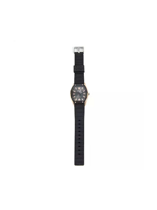 Nora's Accessories Uhr mit Schwarz / Schwarz Kautschukarmband