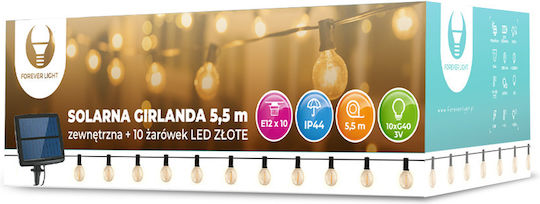 Forever Light +10 Led Κρεμαστό Ηλιακό Φωτιστικό Γιρλάντα Μπλε με Φωτοκύτταρο IP44