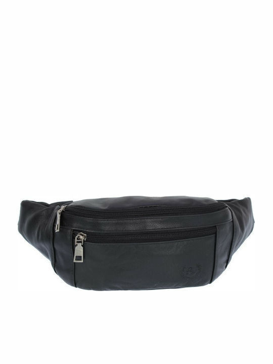 Annie Leather Ανδρικό Δερμάτινο Τσαντάκι Μέσης Μαύρο