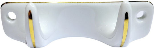 Polyresin Wall Hanger 2 Hooks White 12x3.8x3cm