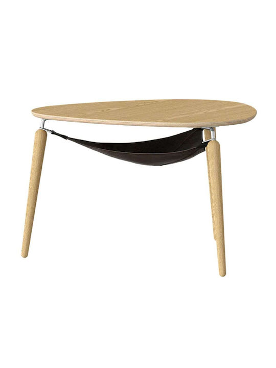 Oval Măsuță de Cafea Hang Out din Lemn Masiv Oak-steel L80xP80xH48.9cm.