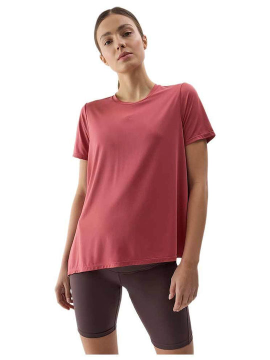 4F Women's Athletic Blouse Short Sleeve Fast Drying Red