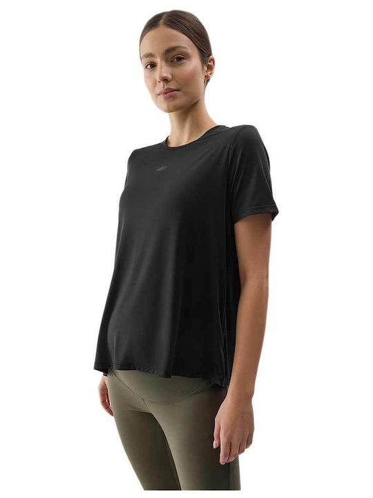4F Women's Athletic Blouse Short Sleeve Fast Drying Black