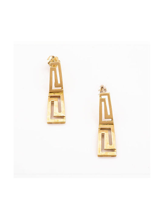 Long Gold Earrings K14 with Meander.