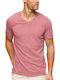 Superdry Stud Herren T-Shirt Kurzarm mit V-Ausschnitt Rose