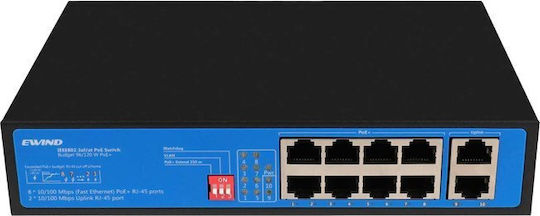 Ewind EW-S1910CF-AP Unmanaged L2 PoE Switch με 8 Θύρες Gigabit (1Gbps) Ethernet και 8 SFP Θύρες