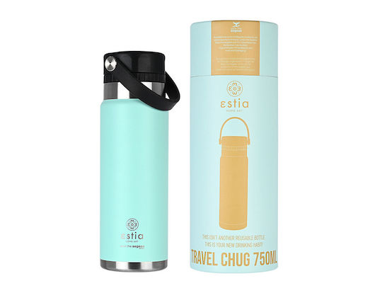 Estia Travel Chug Save the Aegean Bottle Thermos Stainless Steel 750ml Estia Travel Chug Save Aegean Bermuda Green with Loop