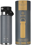 Estia Bottle Thermos Stainless Steel Estia Travel Chug Save Aegean Fjord Grey 750ml with Loop