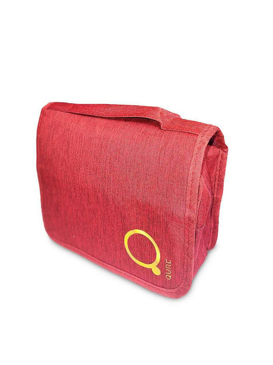 Qure All In One Fabric Toiletry Bag with Compartments Terracotta 24 X 20 X 9cm