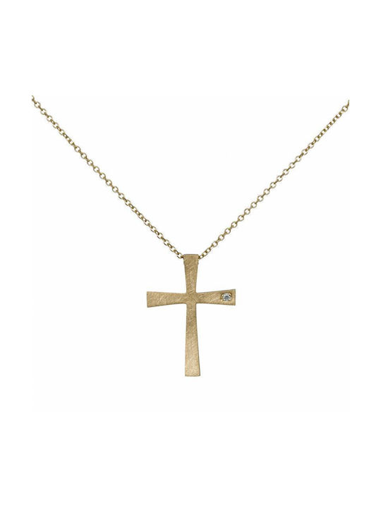 Damen Gold Kreuz 14K mit Kette