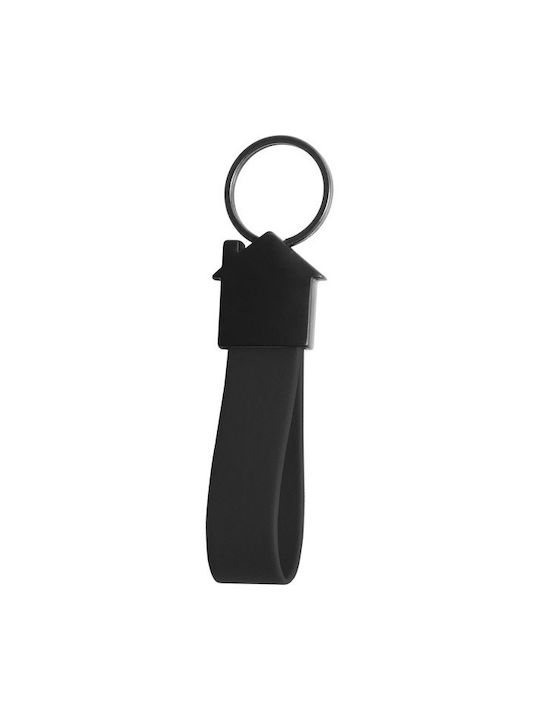 Metal Keychain Home with Leather Code St-an-5650 - Black