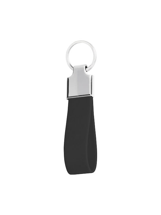 Metal Keychain with Leatherette Code St-an-5090 - Black