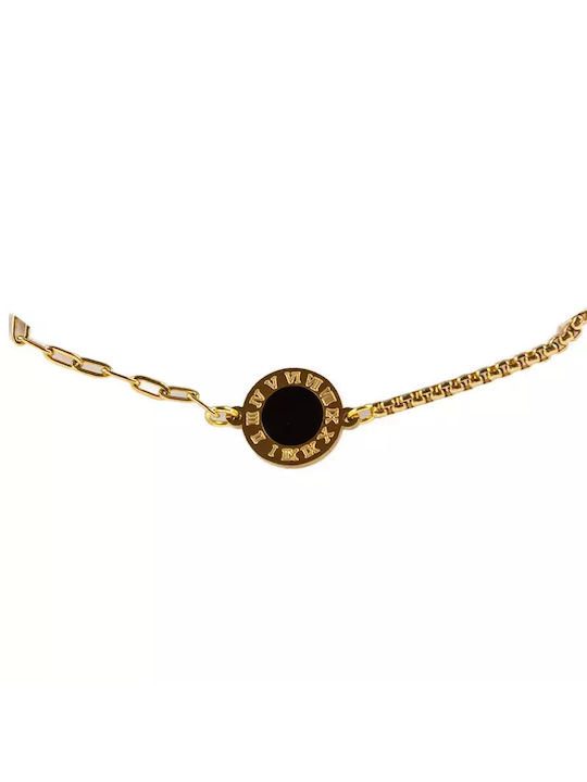 Bracelet Chain with Round Black Motif