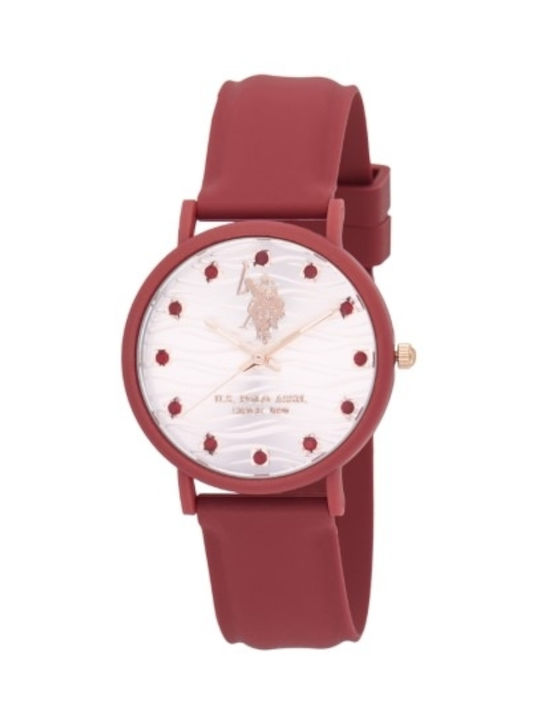 U.S. Polo Assn. Lucy Uhr mit Rot Kautschukarmband
