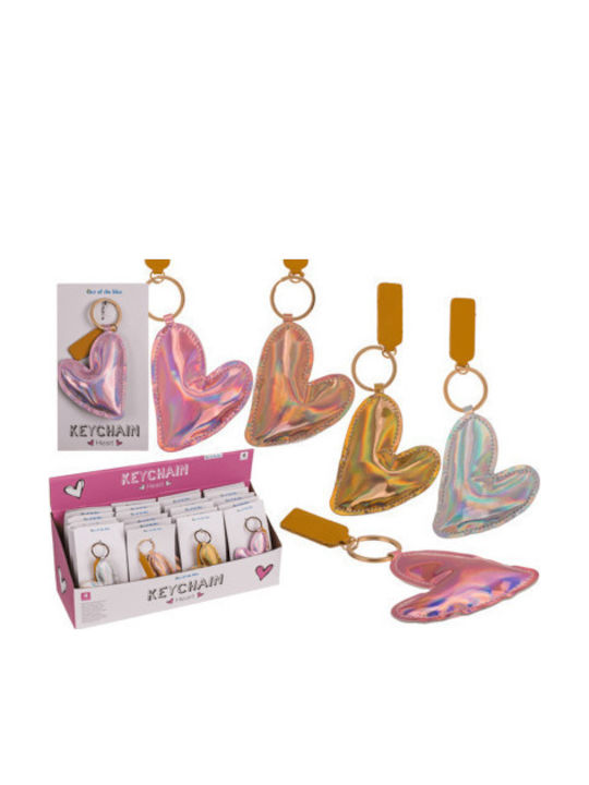 Breloc metalic, inimă, aprox. 14,5 x 7,5 cm, 4 culori, piele PU, 24/display