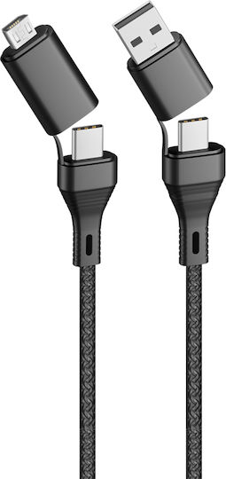 Forever Regular USB 2.0 Cablu USB-C bărbătesc - USB-C / USB-A Negru 1.2m