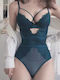 Frauen Bodysuit mit Spitze & Transparenz Grün