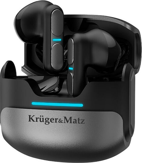 Kruger & Matz M8 Earbud Bluetooth Handsfree Ακουστικά με Θήκη Φόρτισης Μαύρα