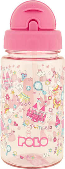 Polo Prinzessin Kinderflasche Kunststoff mit Strohhalm Rosa 450ml