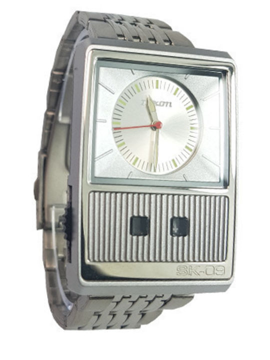 Nixon Ανδρικό Ρολόι 32mm Μπαταρίας με Ασημί Μεταλλικό Μπρασελέ