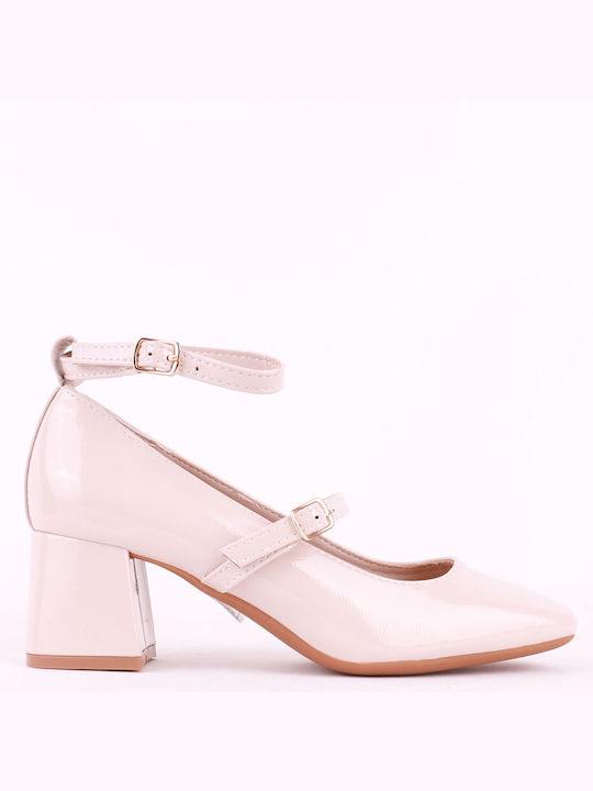 Alta Moda Patent Leather Beige Heels