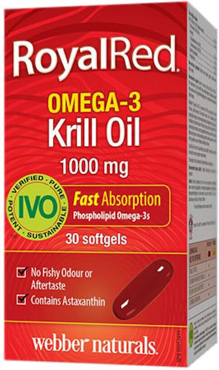 Webber Naturals Масло от крил + Омега 3 Royalred® 1000 мг [30 меки капсули]