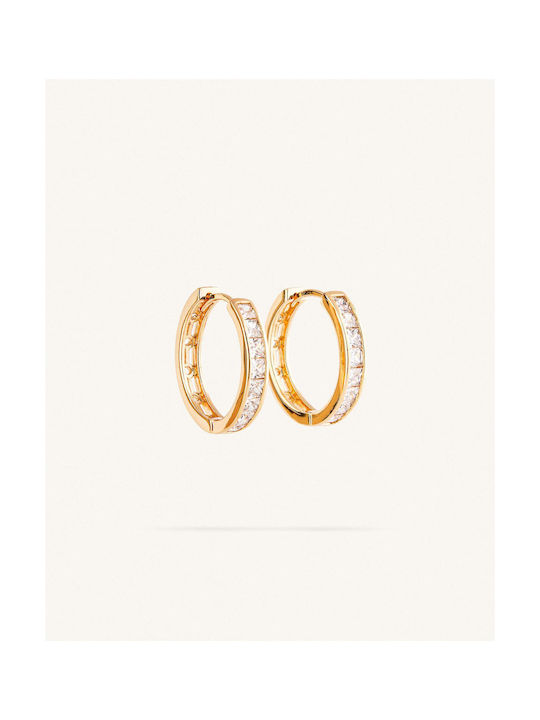 StanStefan Earrings Hoops made of Steel Gold Plated with Stones