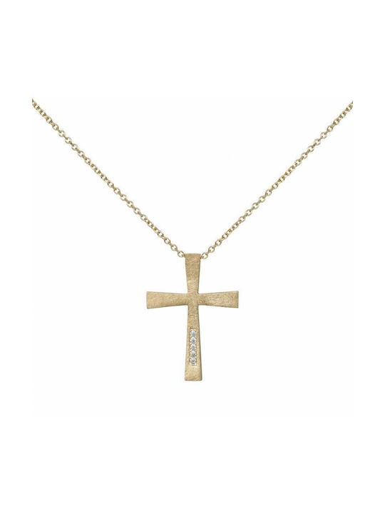 Damen Gold Kreuz 14K mit Kette