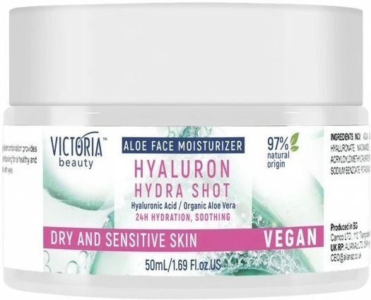 Victoria Beauty Hydra Shot Gesichtscreme mit Hyaluronsäure, Aloe Vera +& Niacinamid 50ml
