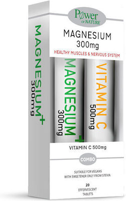 Power Health Magnesium 300mg και Vitamin C 500mg με Stevia 300mg 40 αναβράζοντα δισκία Λεμόνι