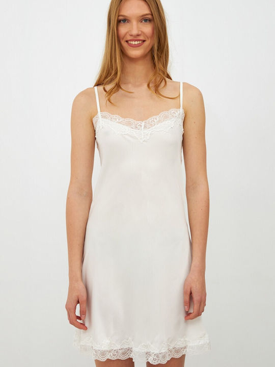 Harmony Winter Satin Bridal Women's Nightdress White