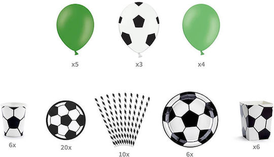 PartyDeco Set De Decorare Pentru Petreceri Fotbal În Culoare Albă 60 Bucăți
