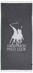 Greenwich Polo Club 3905 Prosop de Plajă de Bumbac Black Ivory cu franjuri 170x85cm.