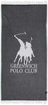 Greenwich Polo Club 3905 Beach Towel Cotton Black Ivory with Fringes 170x85cm.