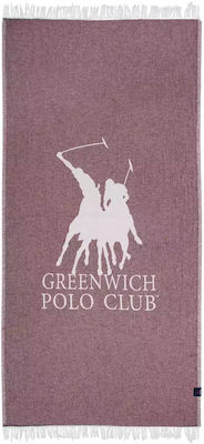 Greenwich Polo Club 3906 Strandtuch Baumwolle Bordeaux ivorisch mit Fransen 170x85cm.