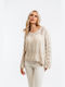 Freestyle Women's Summer Blouse Cotton Long Sleeve Beige