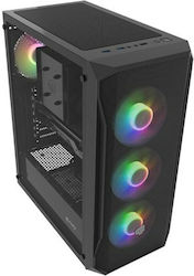 Natec Fury Shobo SH4F Gaming Midi-Turm Computergehäuse mit RGB-Beleuchtung Schwarz