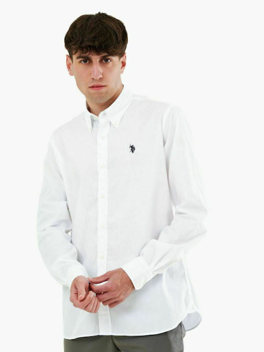U.S. Polo Assn. Мъжка Риза Дълги ръкави Памучна Бял