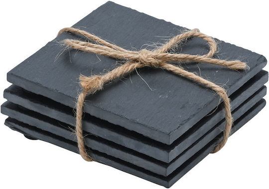 Estia Σουβέρ Πέτρινο Μαύρο 10x10cm 4τμχ